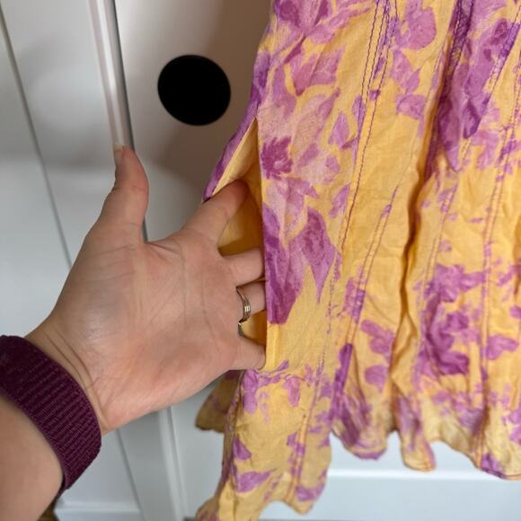 Free People Sully Babydoll Sunshine Floral Print Mini Swing Dress Size Medium - Picture 6 of 9